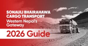 Sonauli Bhairahawa cargo transport trucks at India Nepal western border crossing